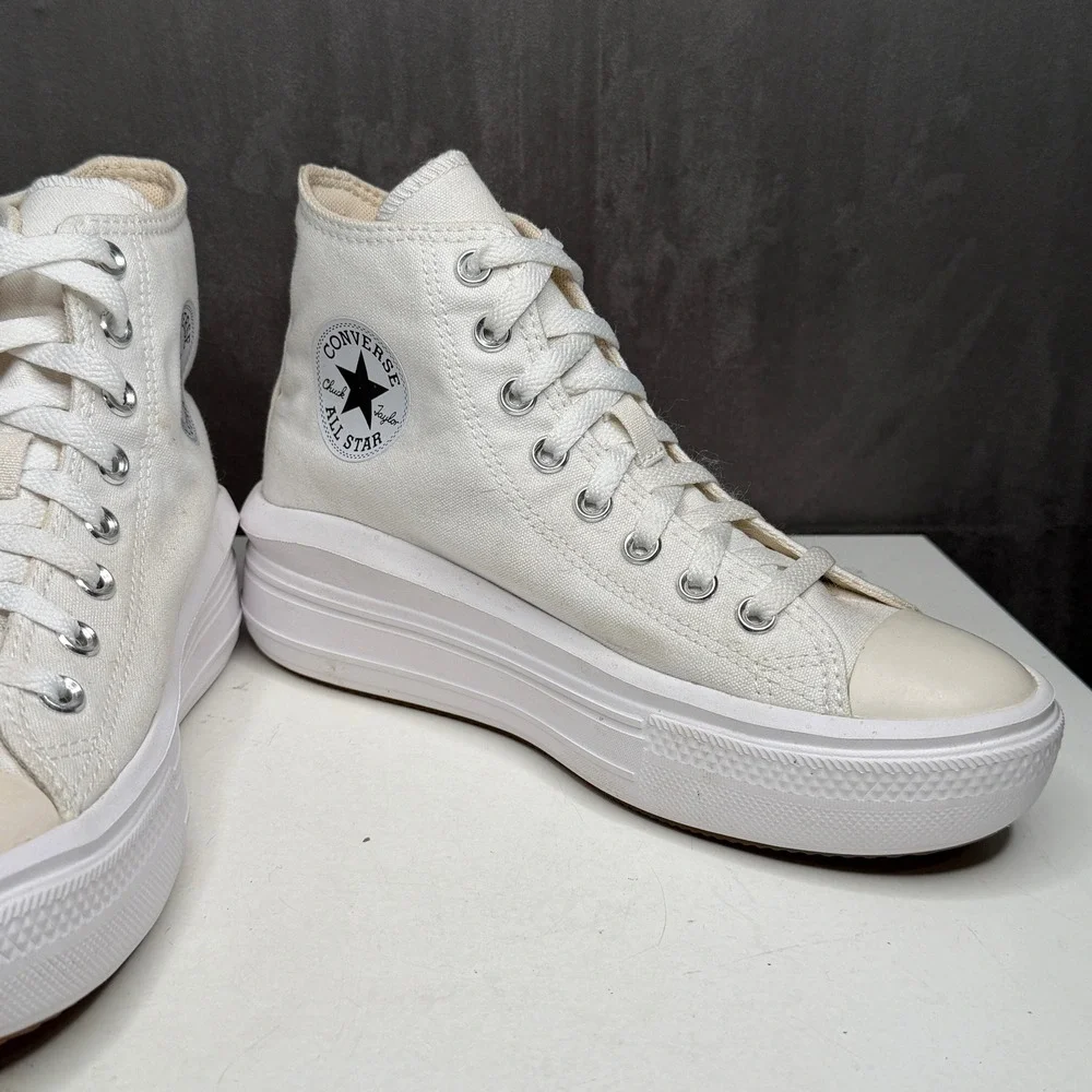 Converse Chuck Taylor All Star Move Hi Women 8 White Platform Sneakers 568498C - Picture 5 of 8